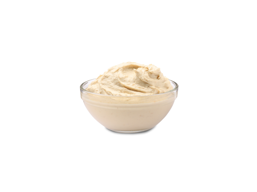 Portion of hummus made with chickpeas and tahini